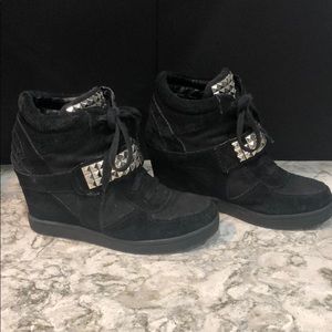 Black Suede Gym Shoe Wedge